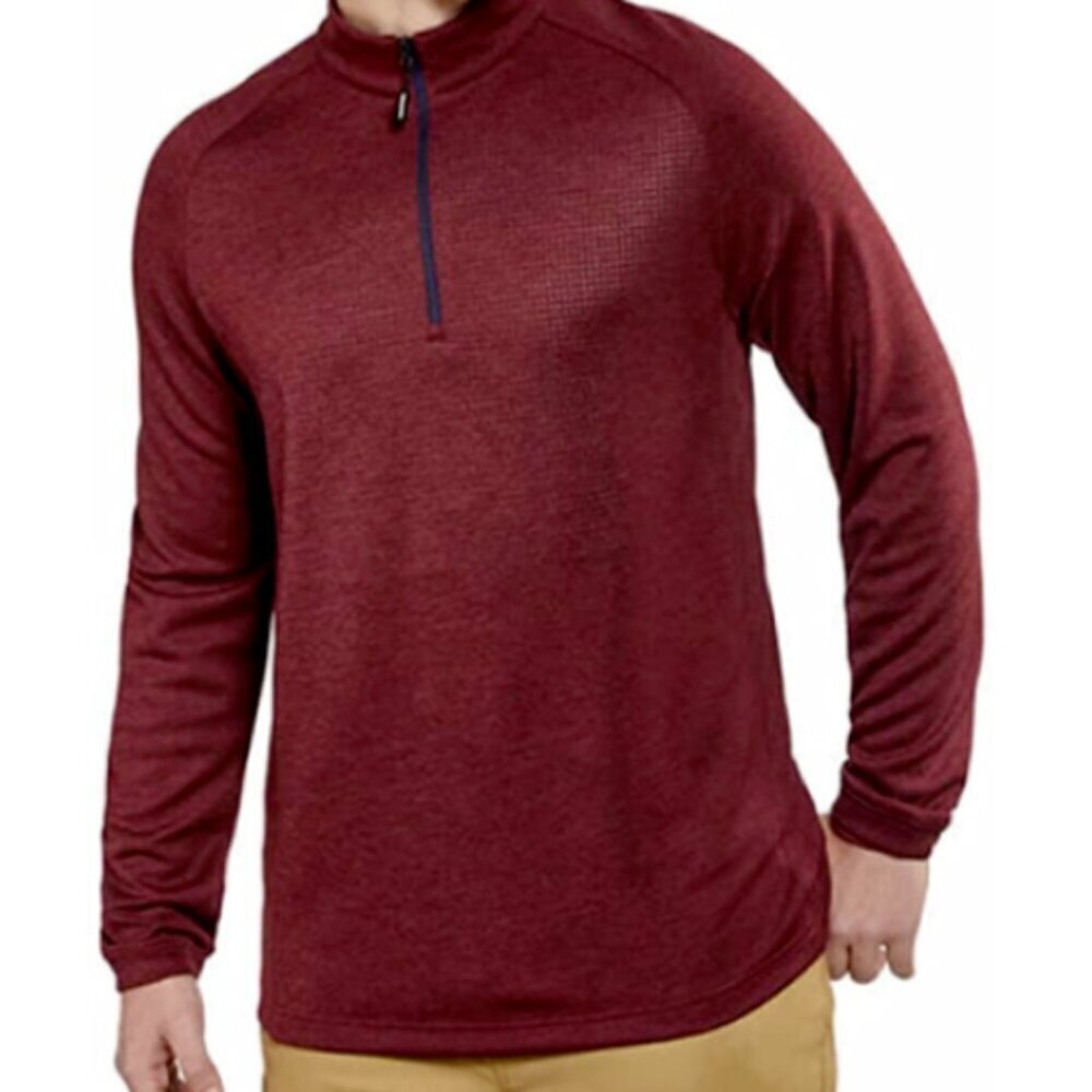 Men's Bolle' Performance 1/4 Zip Long Sleeve Golf Shirt Sz XL‎  Burgundy Red 76T